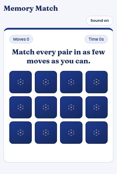 Memory matching game